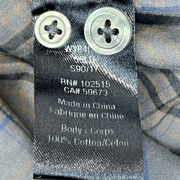 John Varvatos USA Plaid Button Front Shirt Mens Large Long Sleeve Button Up Gray - Picture 5 of 7